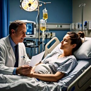 Doctor explaining IVF after c section possibilities and risks