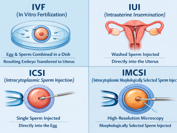 Difference between IVF, IUI, ICSI & IMCSI